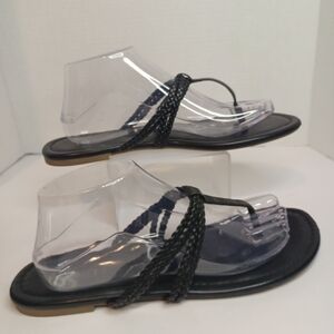 Talbots Braided‎ Black Thong Sandals Flip Flops Flats Summer Slip on size 10M